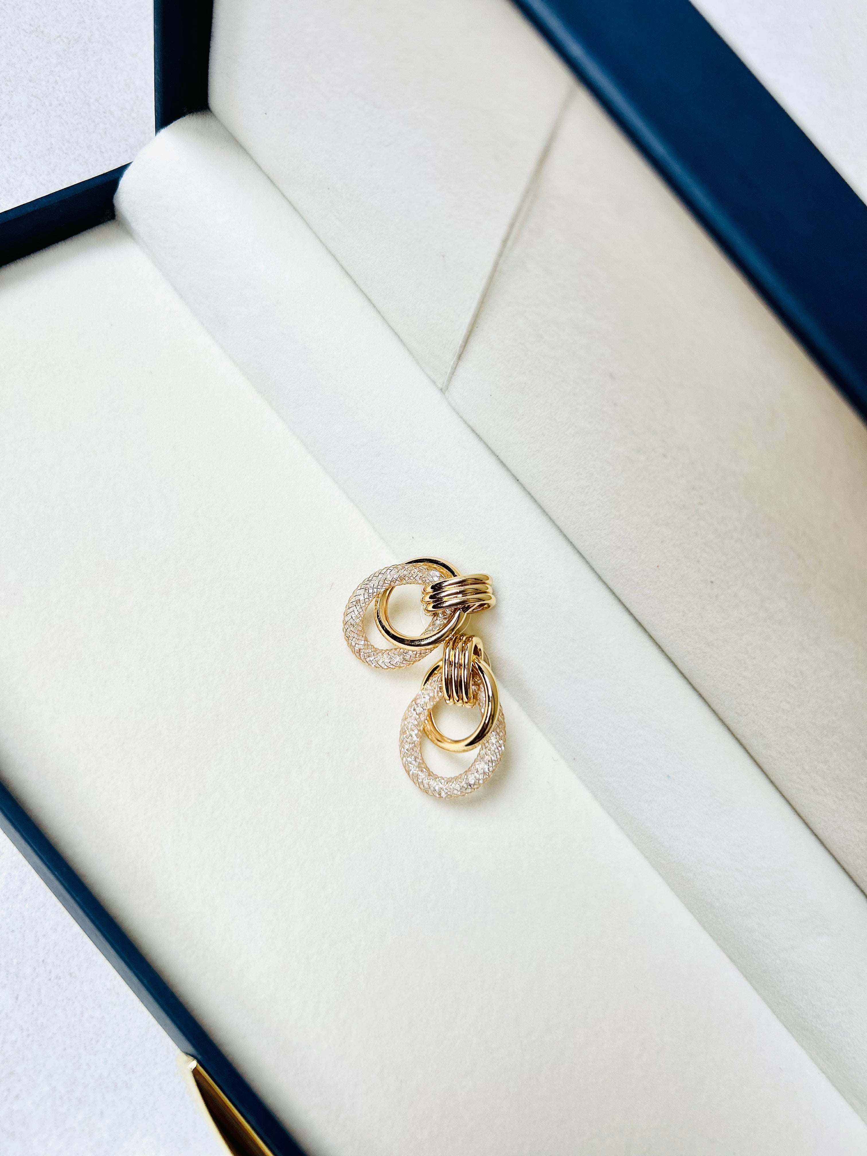 Sparkling Gold Textured Stone Drop Earrings