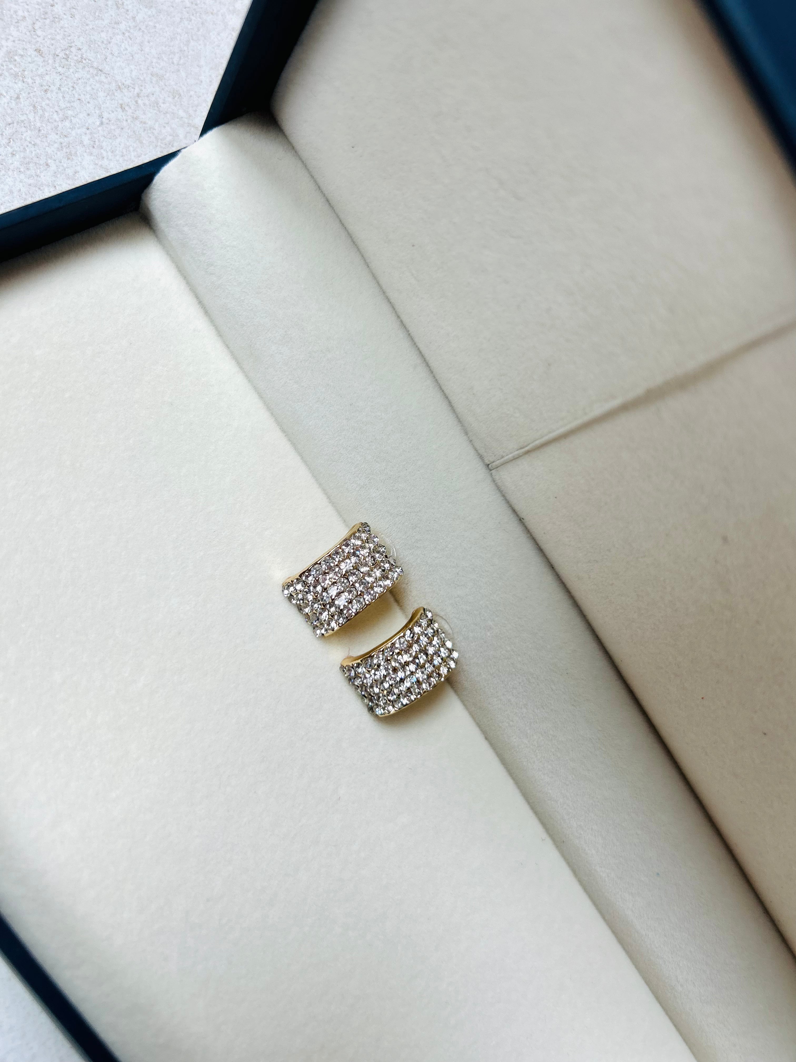 Elegant Pave CZ Gold Huggie Earrings