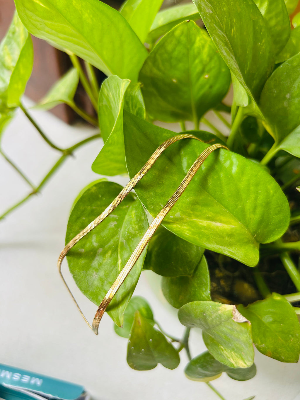 Elegant Gold Herringbone Chain Necklace