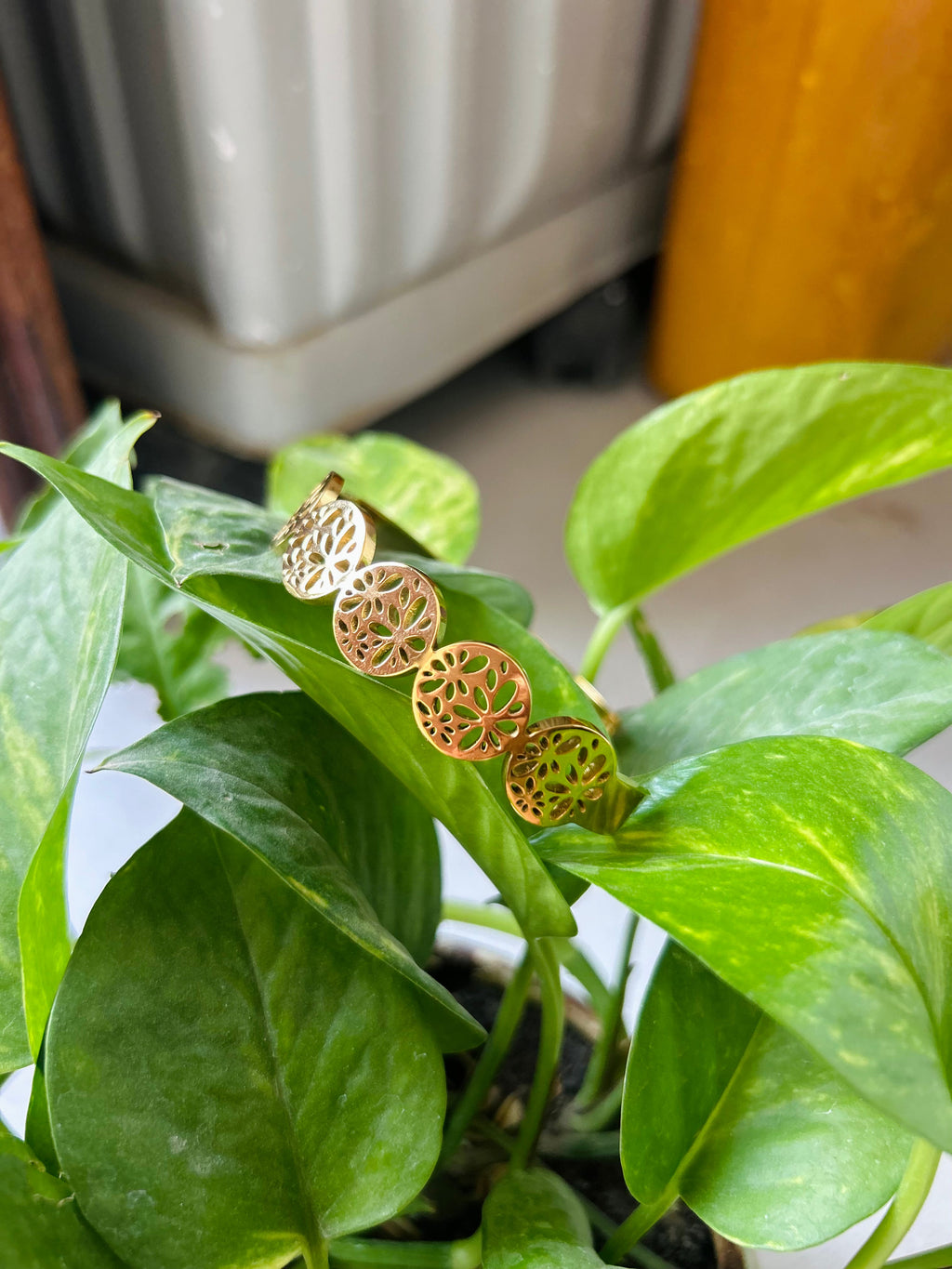Elegant Floral Gold Plated Bangle