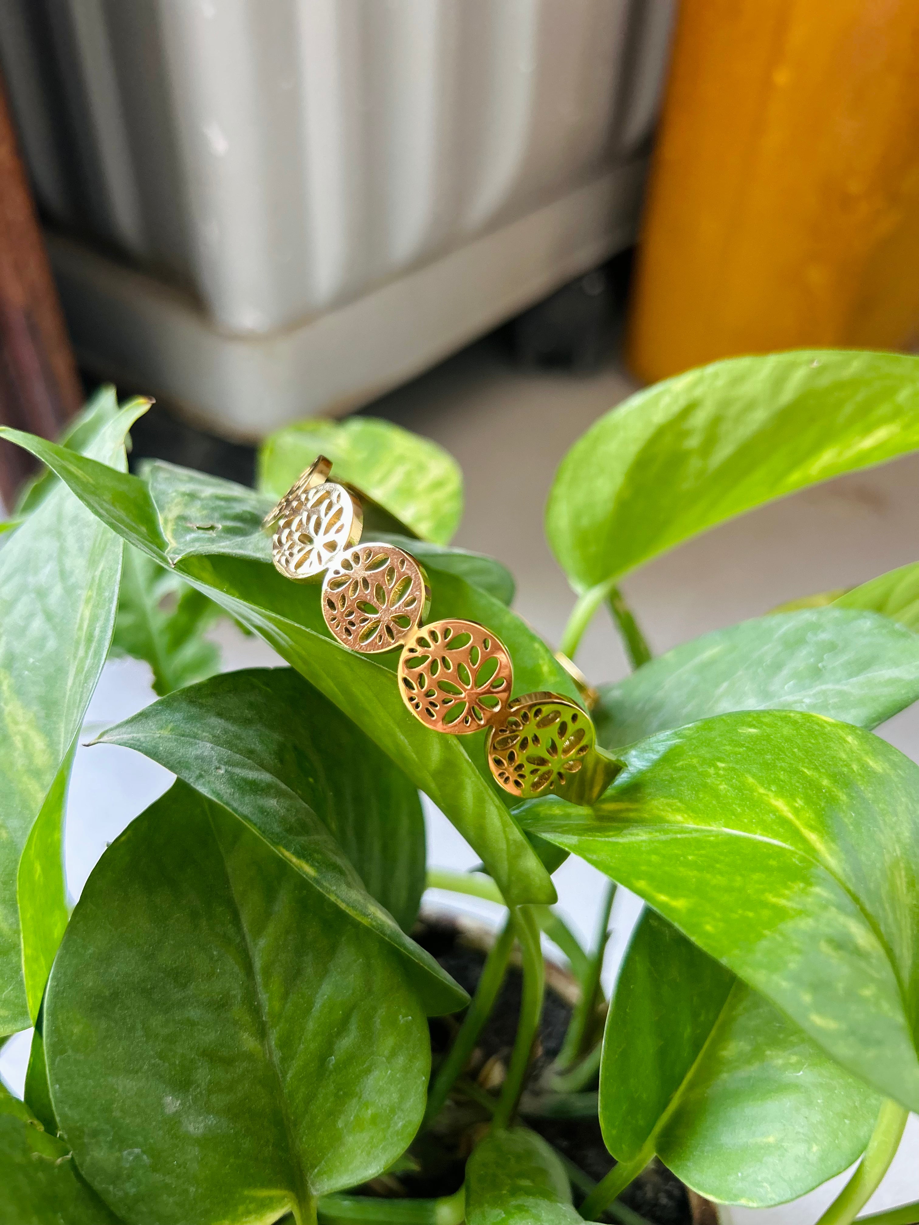 Elegant Floral Gold Plated Bangle