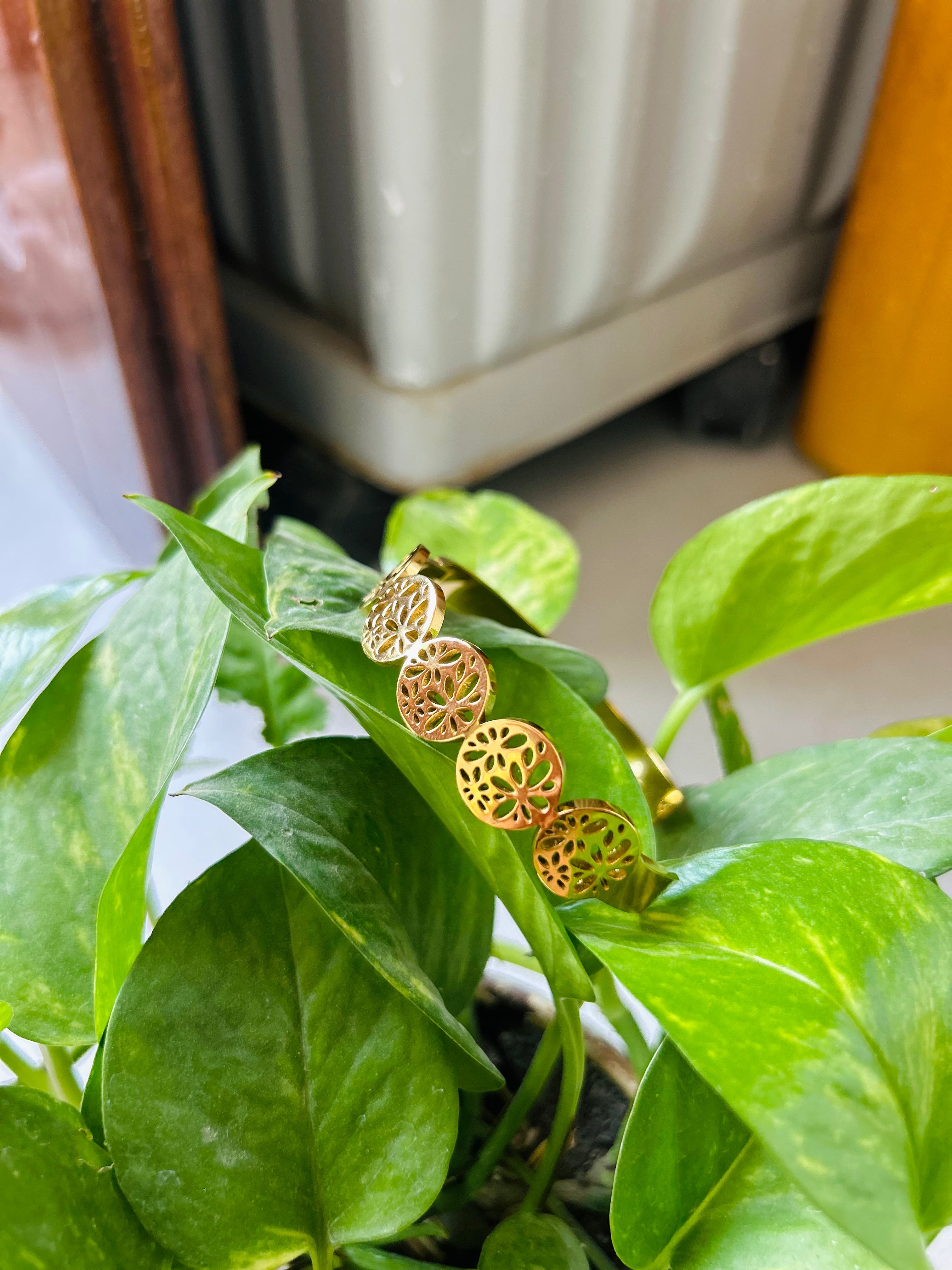 Elegant Floral Gold Plated Bangle