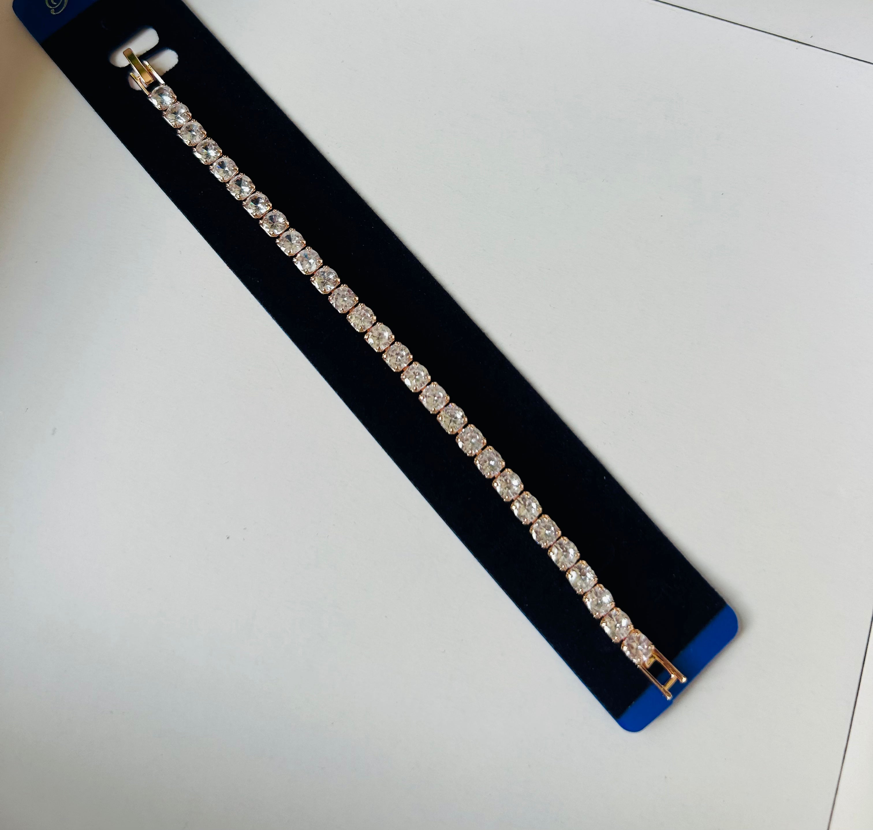 Artificial American Diamond Tennis Bracelet for Women & Girls | Rose Gold Plated Stylish Party Wear Kada | Fashion Jewellery Bracelet