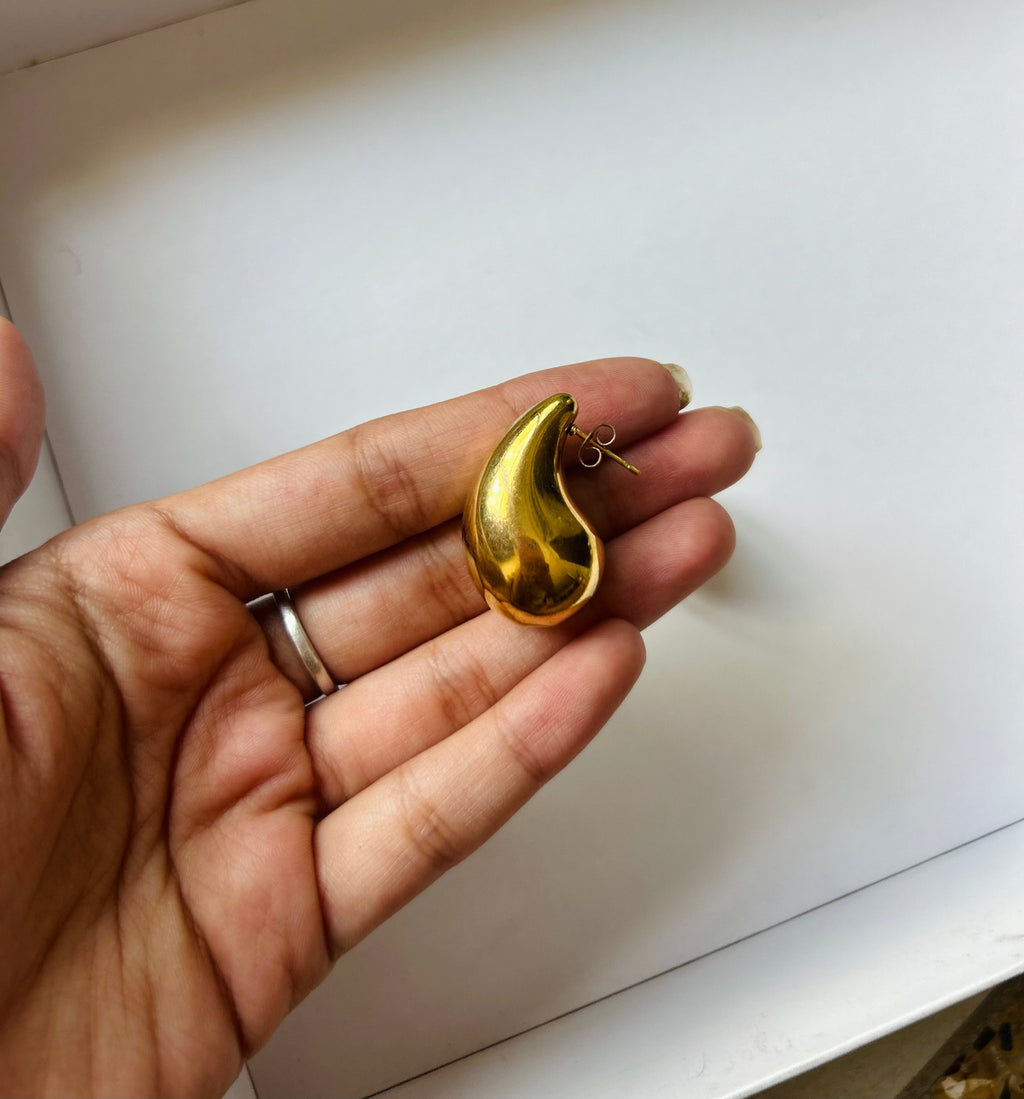 Bold Teardrop Statement Earrings – Gold Plated