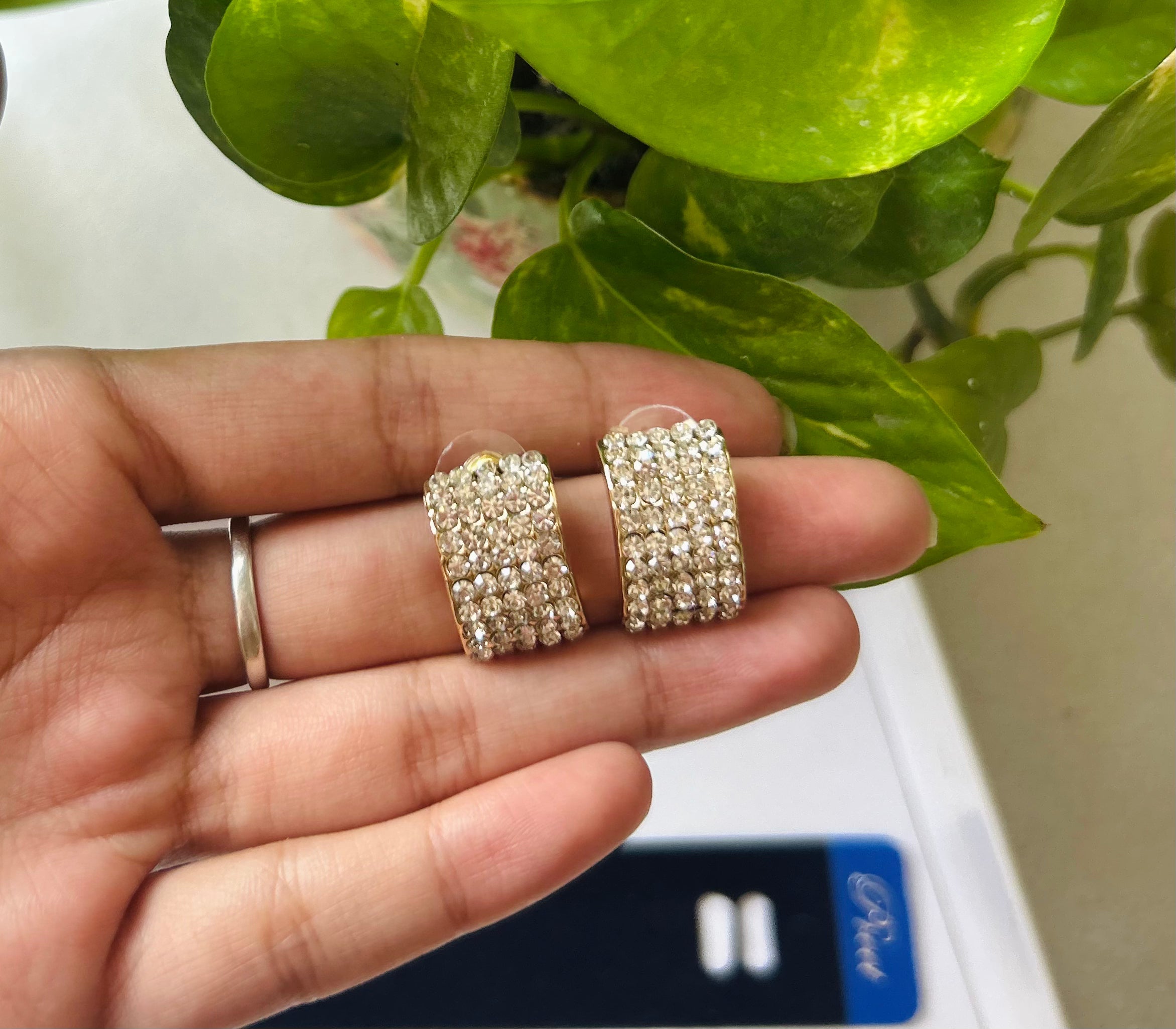 Elegant Pave CZ Gold Huggie Earrings