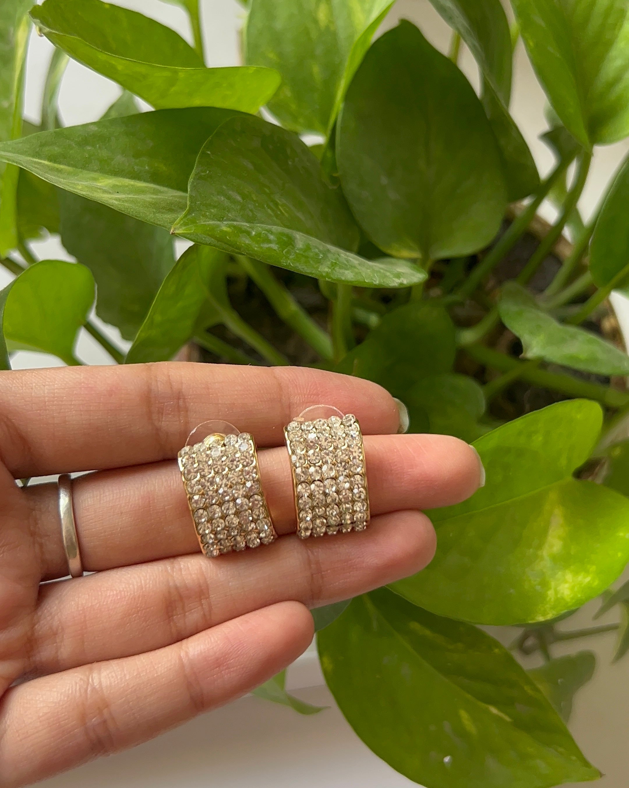 Elegant Pave CZ Gold Huggie Earrings
