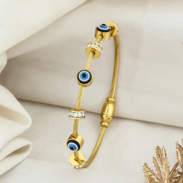 Gold Evil Eye Charm Bracelet – Protection & Elegance