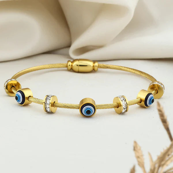 Gold Evil Eye Charm Bracelet – Protection & Elegance