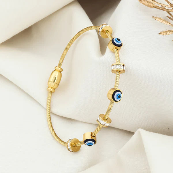 Gold Evil Eye Charm Bracelet – Protection & Elegance