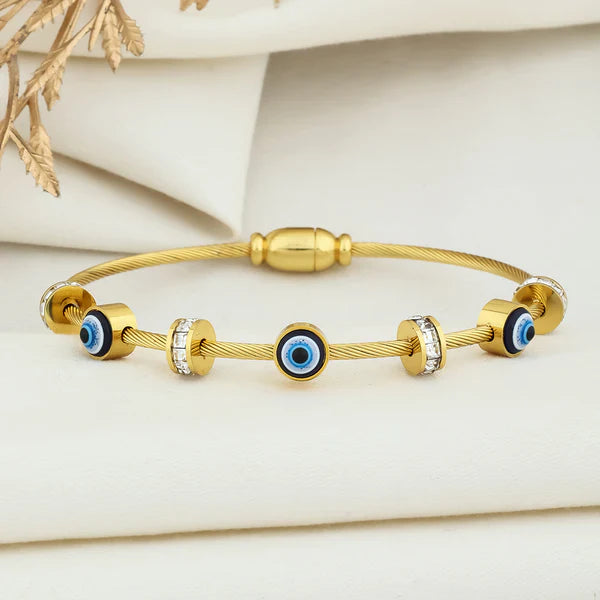 Gold Evil Eye Charm Bracelet – Protection & Elegance