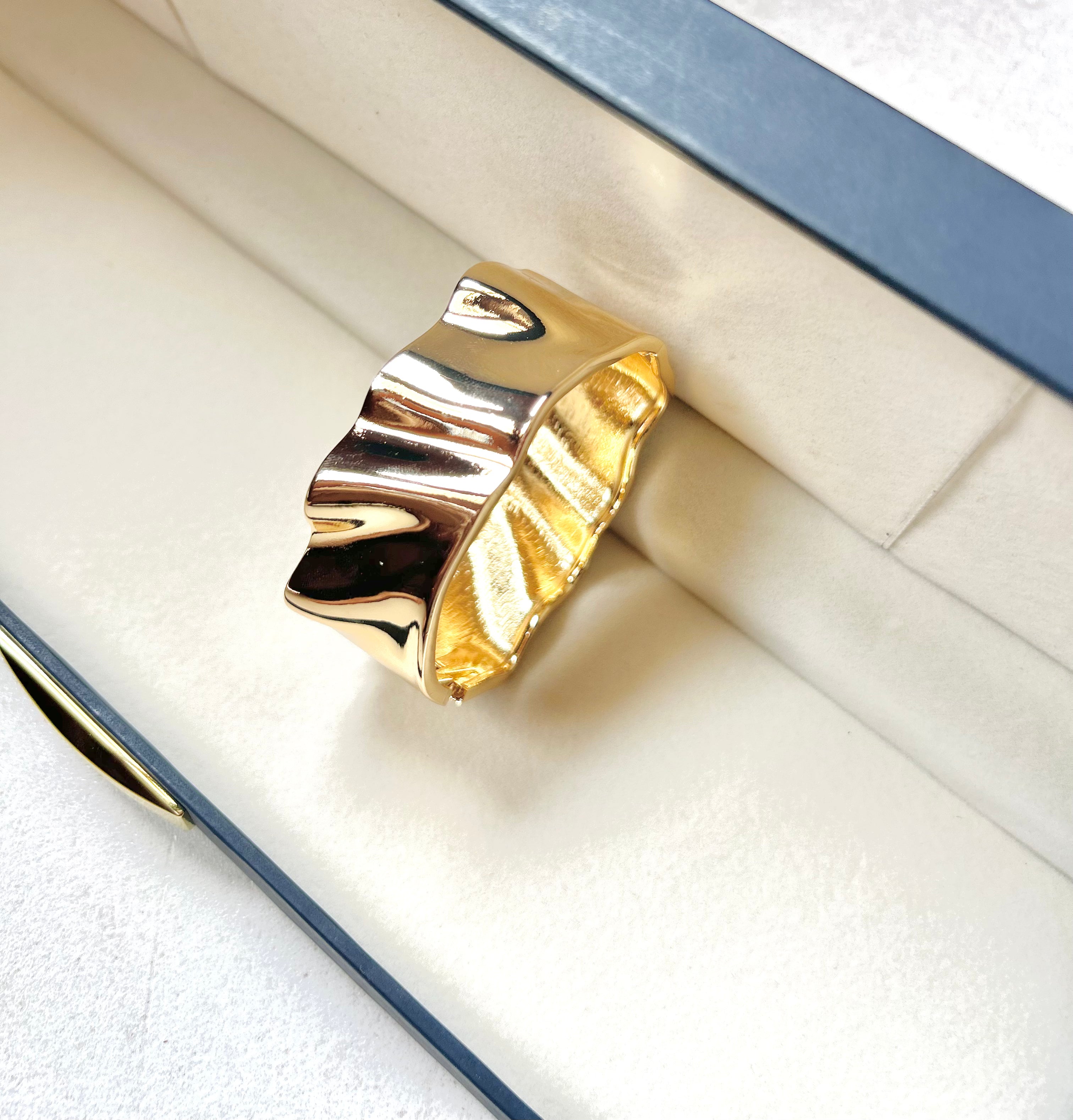 Bold Wavy Gold Plated Statement Bracelet