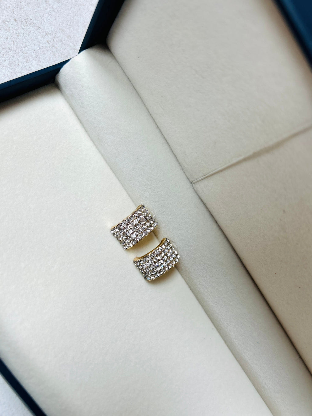 Elegant Pave CZ Gold Huggie Earrings