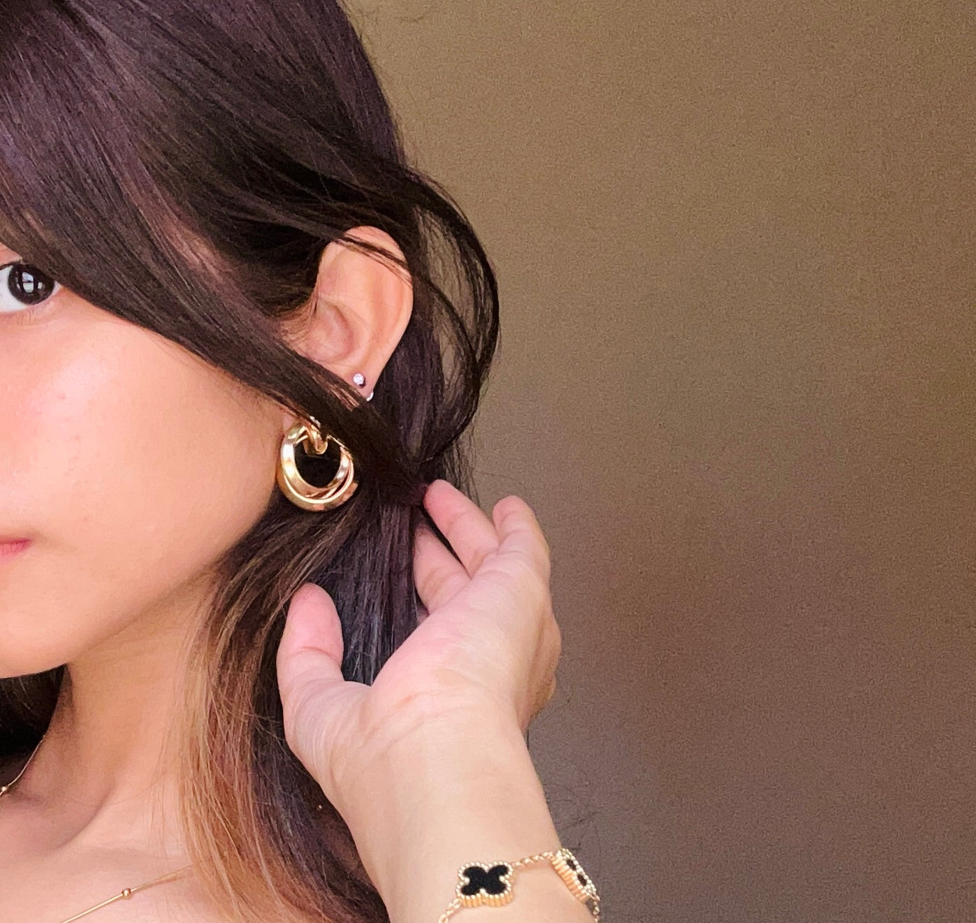 Bold Gold Interlocking Hoop Earrings