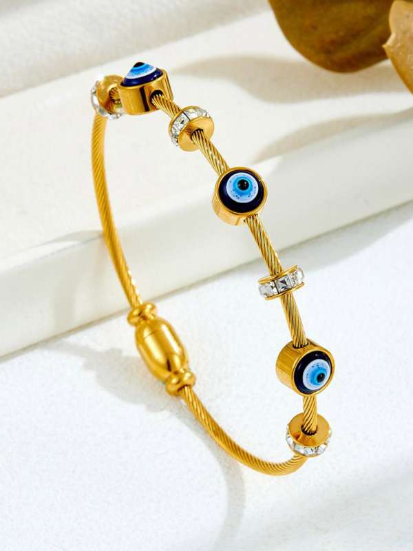 Gold Evil Eye Charm Bracelet – Protection & Elegance