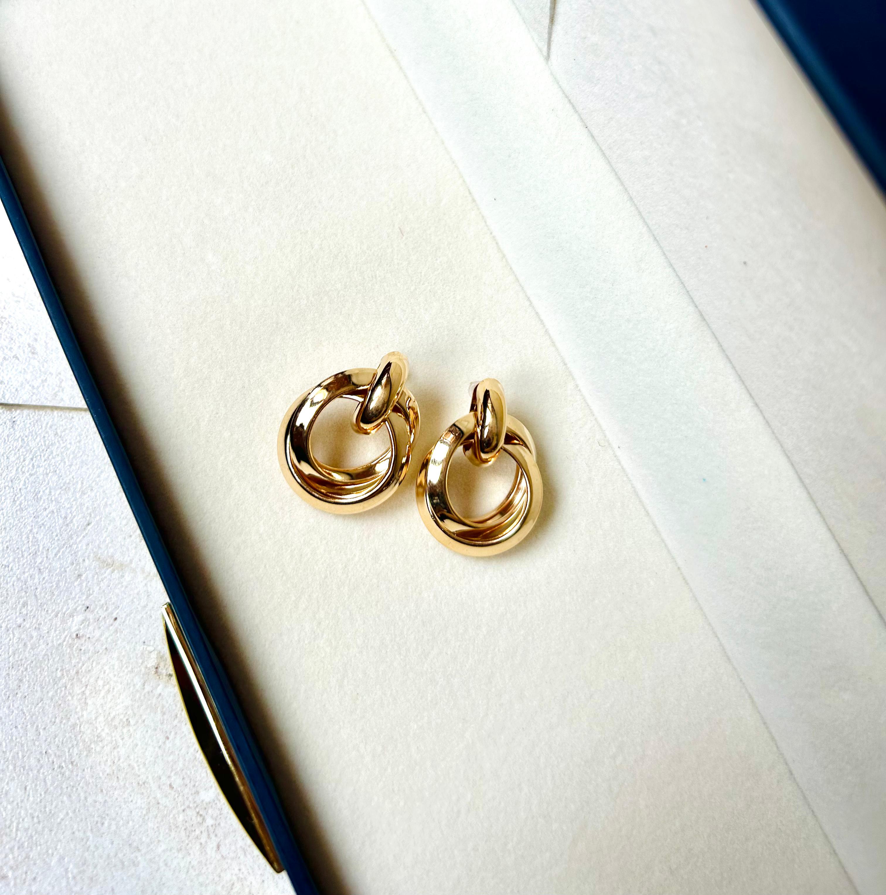 Bold Gold Interlocking Hoop Earrings