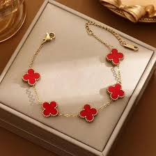 salve clover link bracelet (red)