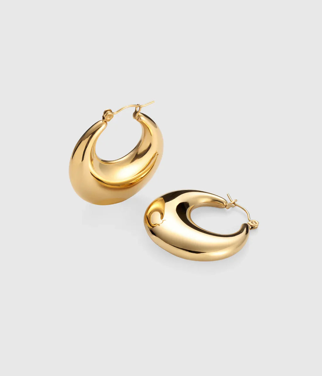 Gold-Plated Crescent Hoop Earrings